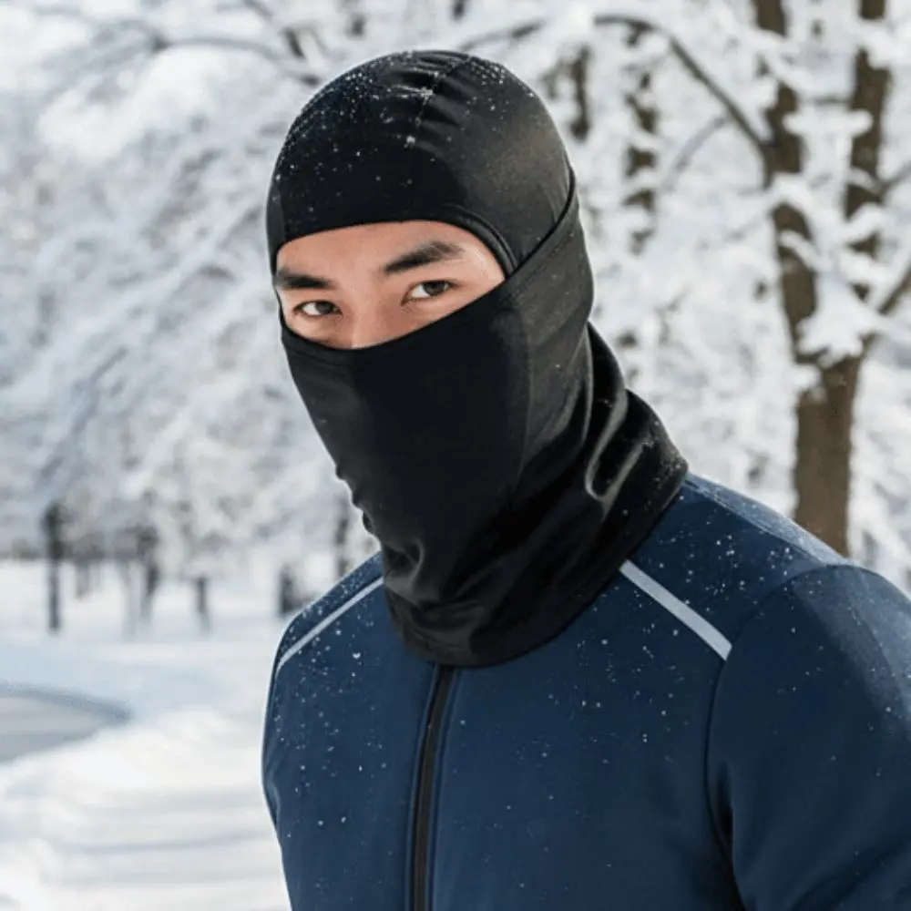 Thermal Fleece Full Face Mask Windproof Fabric Elastic Fit Winter Ski Hood Soft Texture Full Cover Motorcycle Neck Warmer