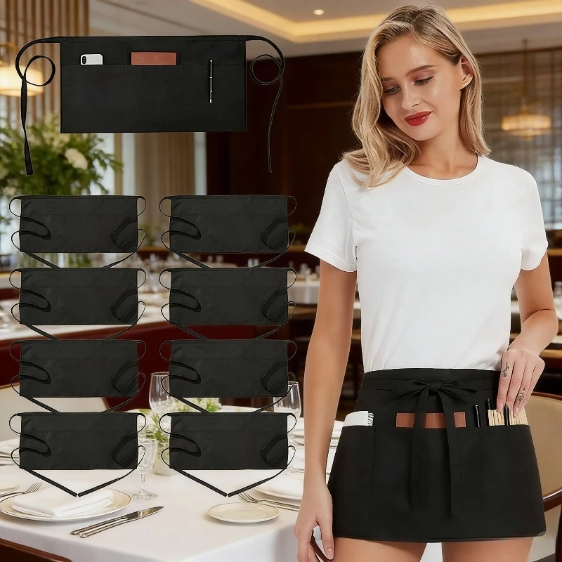 Cross-border Men's and Women's Lace-up Half-body Short Small Apron Hotel Cafe Advertising Apron Wholesale Printed Logo