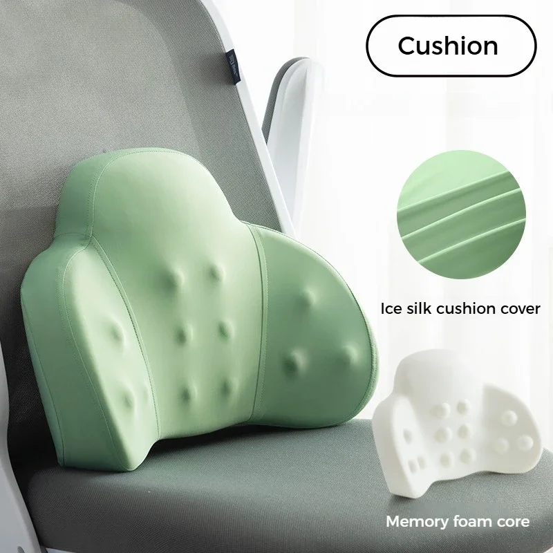 Ergonomic Lumbar Support Pillow for Office Chair Memory Foam Lumbar Massage Cushion for Car Seat Breathable Ice Silk Cushions