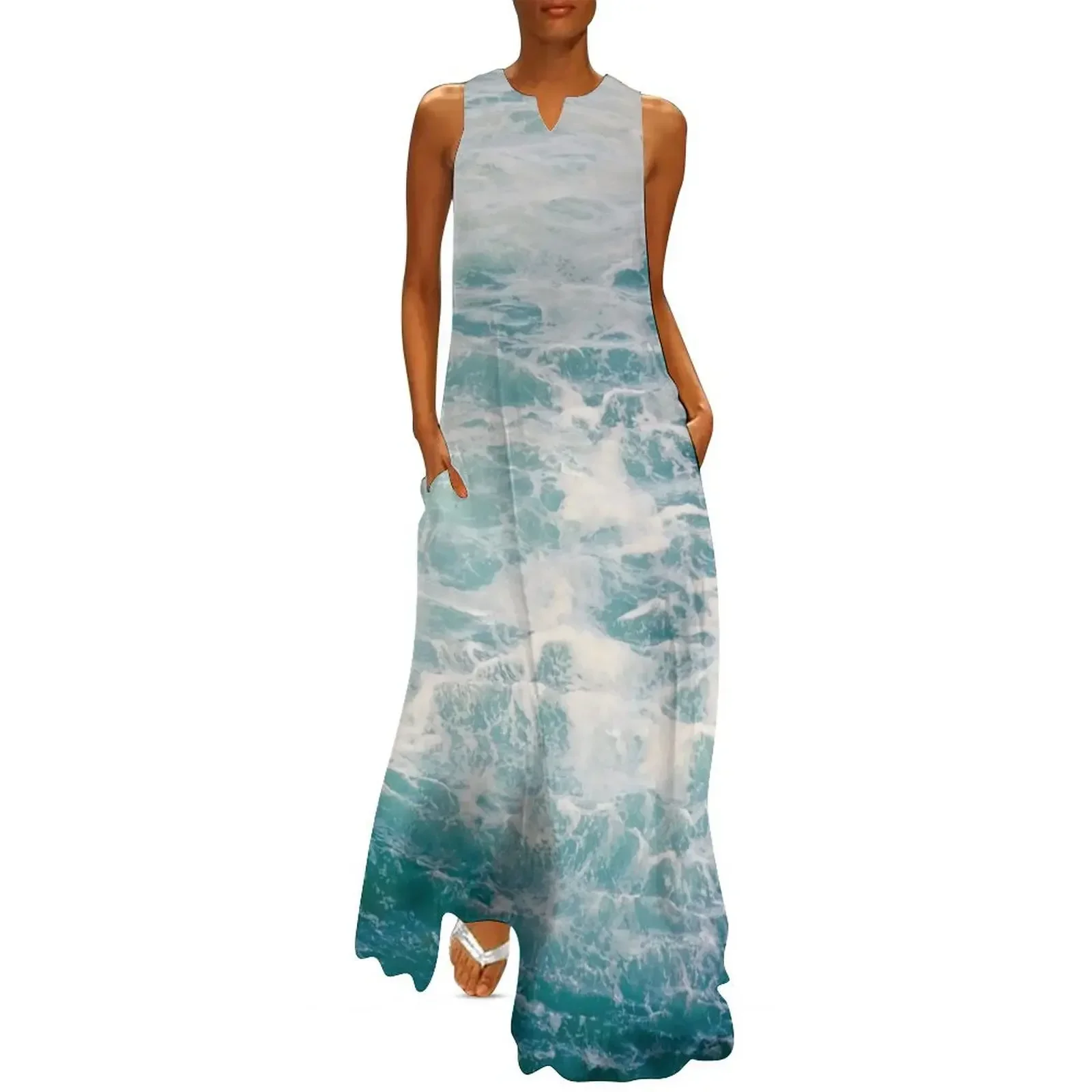 

Turbulent Blue Waters Long Dress prom dresses Woman fashion women's summer clothing 2025 summer clothes for women Dress