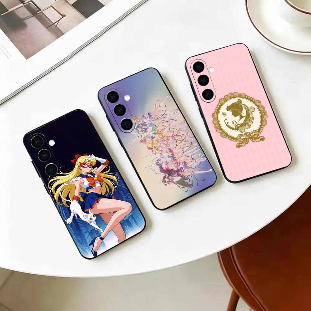 Coque de téléphone en silicone souple noire S-Sailor Moon pour Samsung Galaxy A71 A72 A73 A51 et autres modèles similaires