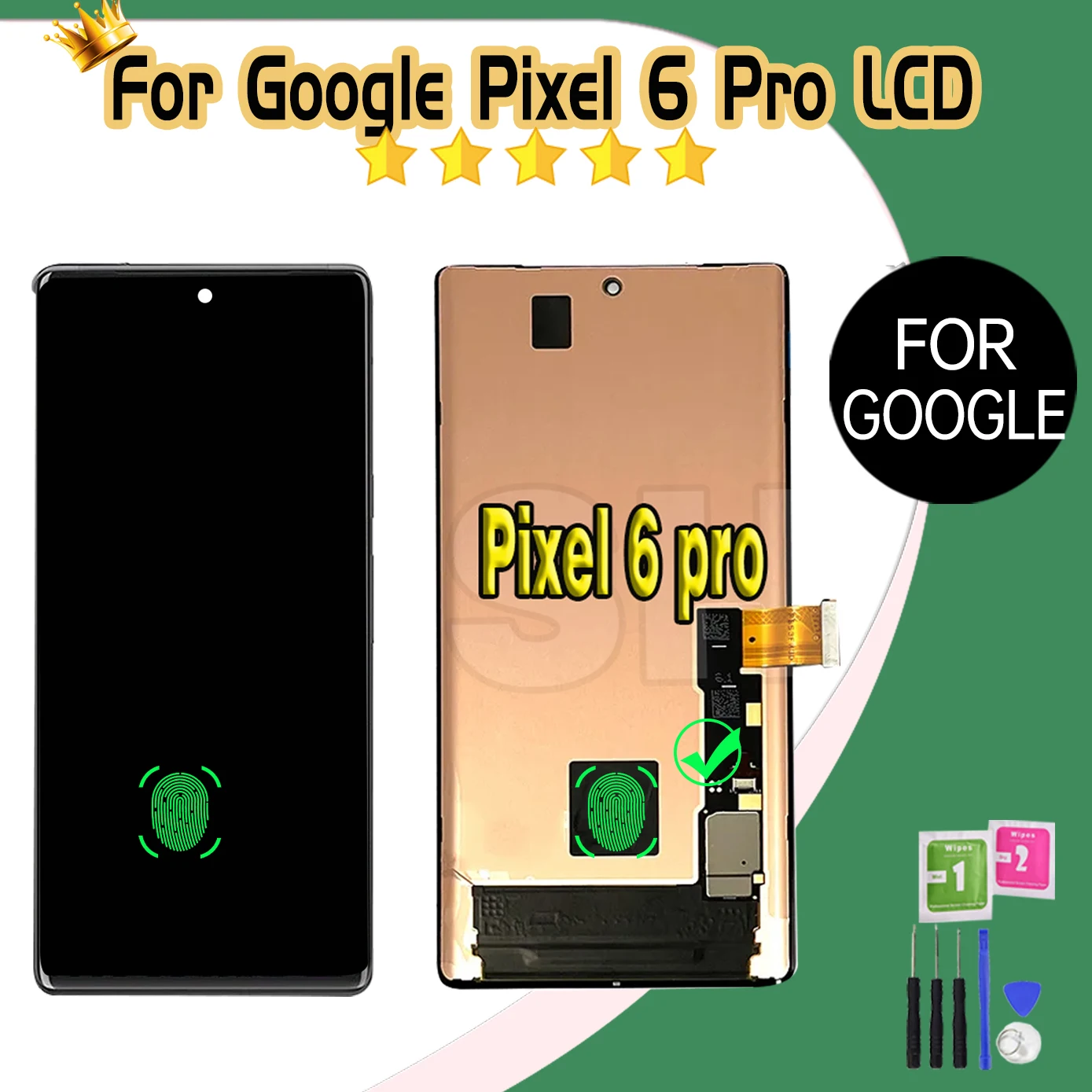 AAA Quality AMOLED For Google Pixel6 Pro Display Repair Parts For Google Pixel 6 Pro GLUOG, G8VOU LCD Display Touch Digitizer