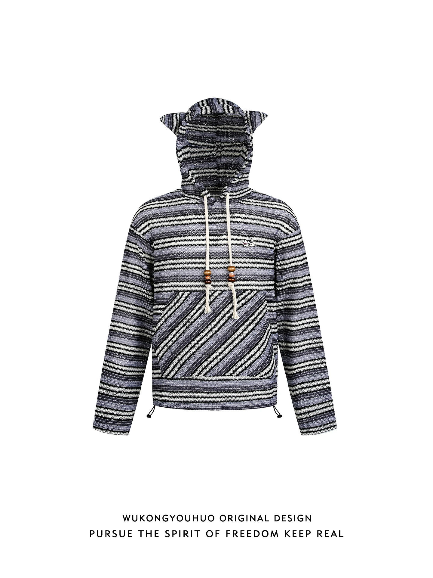 

Мужская свободная вязаная толстовка с капюшоном, весенняя, с полосатым узором, повседневная верхняя одежда, молодежная мода, полиэстер, аммиачное волокно