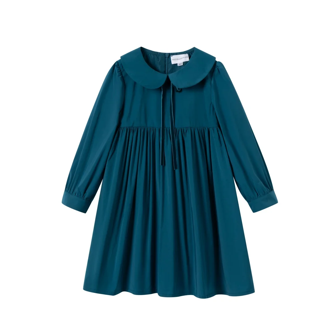 Taft-Partykleid für Babymädchen mit Langen Ärmeln und Umlegekragen Geburtstagskostüm Frühling Sommer Boutique Kinderkleidung