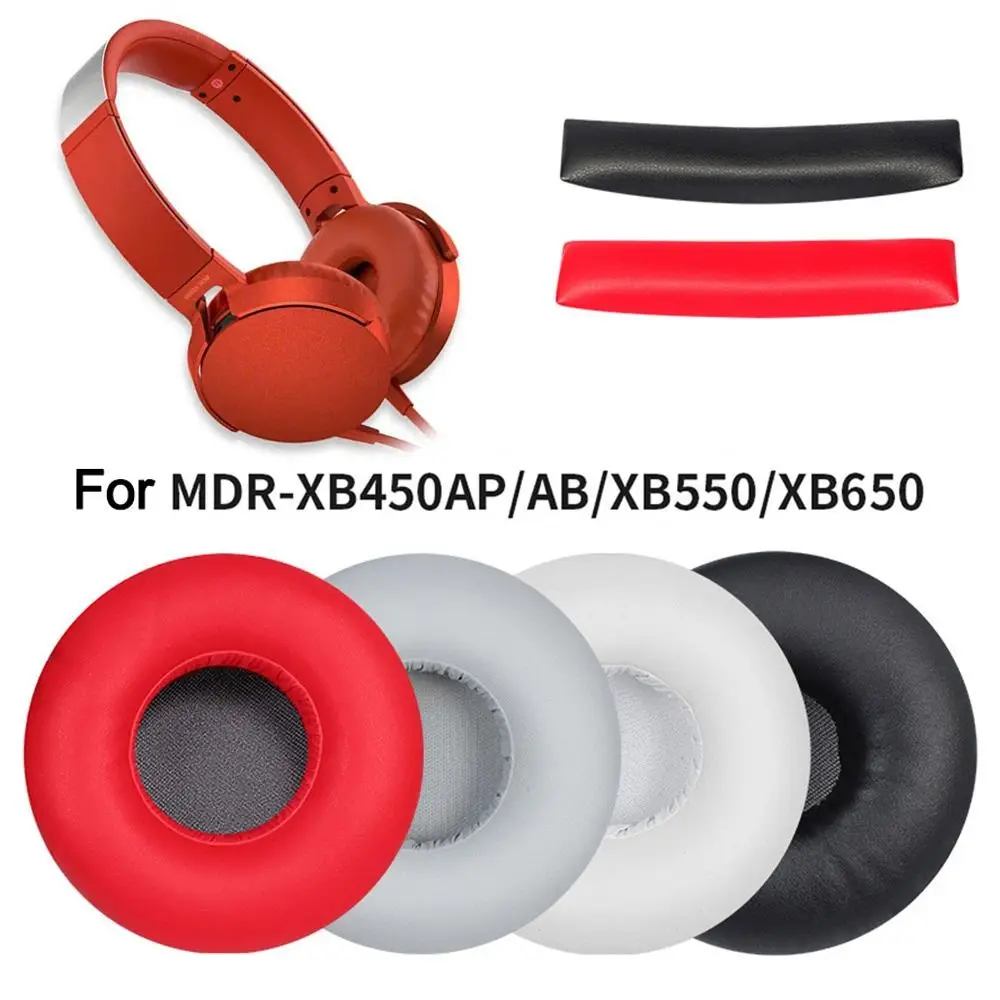 Leather Ear Pads Replacement Soft Headset Earmuffs Noise-Cancelling Earbuds Cover for Sony MDR-XB450AP AB XB550 XB650