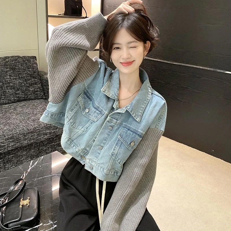 Jaket Denim musim dingin jaket jins Cowgirl musim semi untuk wanita mantel wanita Crop 2024 Penawaran baru musim gugur dengan kualitas tinggi