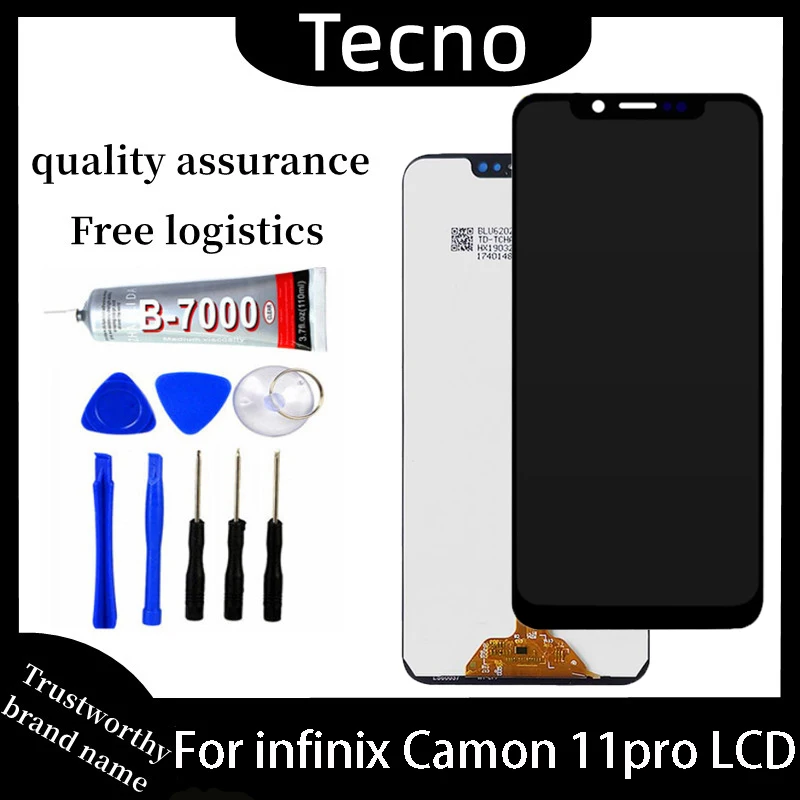 

100% Tested Black 6.2 inch For Tecno Camon 11 Pro CF8 Full LCD Display Touch Screen Digitizer Assembly Replacement parts