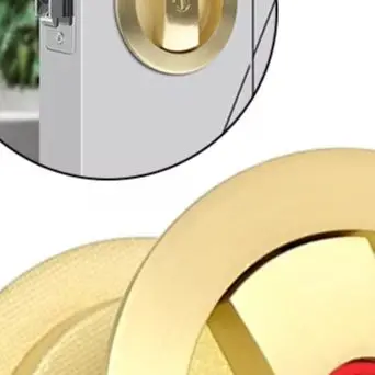 

Pocket Door Lock Gold Flush Mounted Zinc Alloy with Privacy Color Indicators Finish for Bathroom and Home Doors