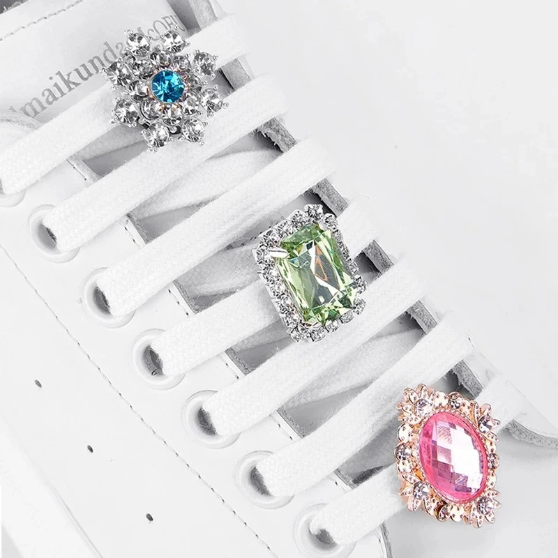 Fashion Shiny Rhinestones Shoelaces Buckle Accessories Diamonted Applique Girls Sneaker Strap Shoes Decoration Women Pearl Clip