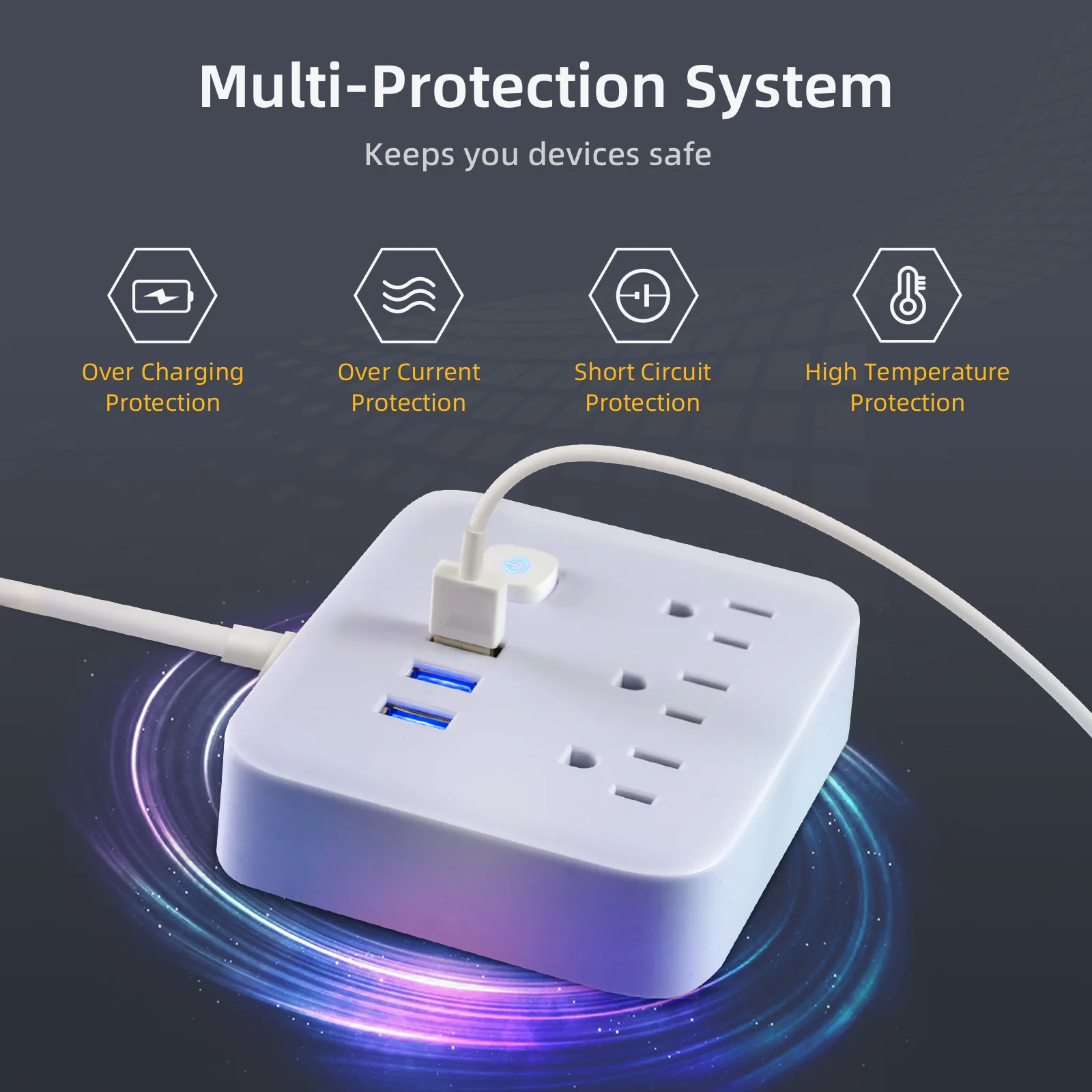 American Standard Electrical Power Strip for North American Markets in US Canada Mexico Suitable for Tool Parts and Daily Use