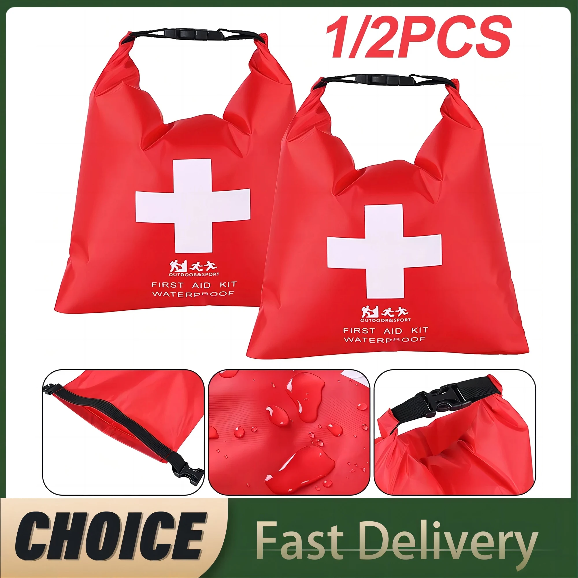 1.2L Red Waterproof First Aid Kit Bag Portable Emergency Kits Case Only For Outdoor Camp Travel Emergency Medical Treatment