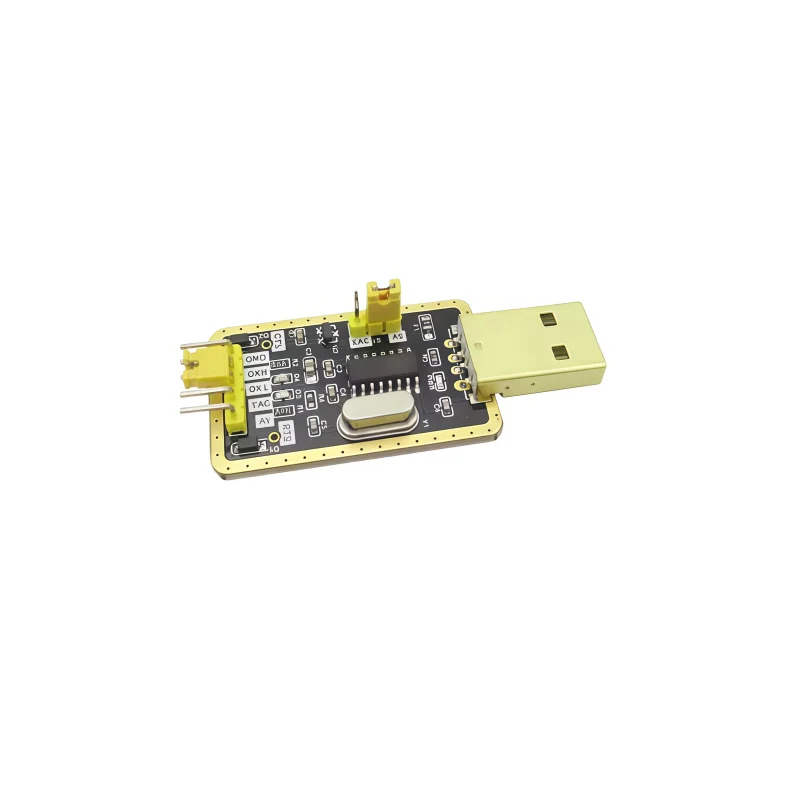 Golden yellow CH340G USB to TTL serial port module, supporting 5V/3.3V dual voltage, RS232 compatibility, 115200bps baud rate