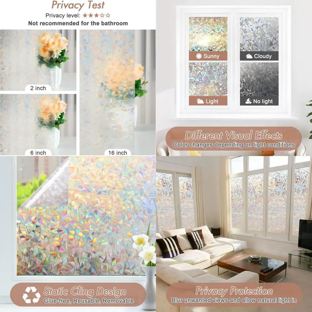 

Декоративная витражная пленка для окон, нелипкая пленка для конфиденциальности, 35,4 x 157,5 см, солнцезащитная пленка для контроля тепла в доме