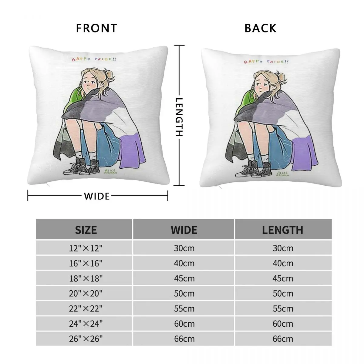 AroAce Pride Square Pillowcase Pillow Cover Polyester Cushion Zip Decorative Comfort Throw Pillow for Home Sofa