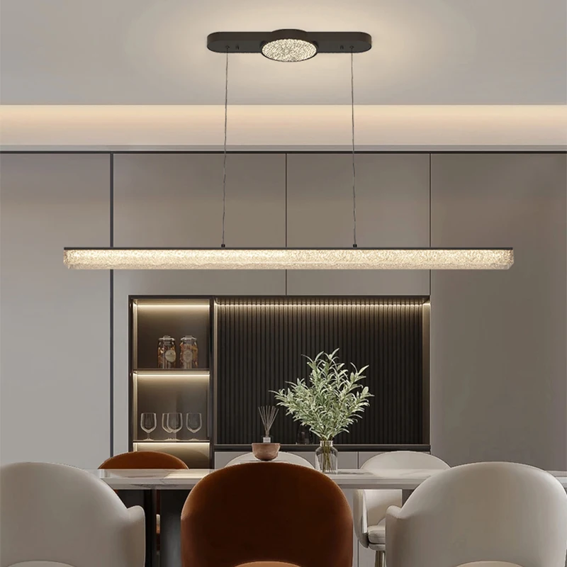 Nordic Led Restaurant Pendant Lights One-word Long Strip 2026 New Dining Table Bar Chandelier Modern Indoor Decor Lighting Lamps
