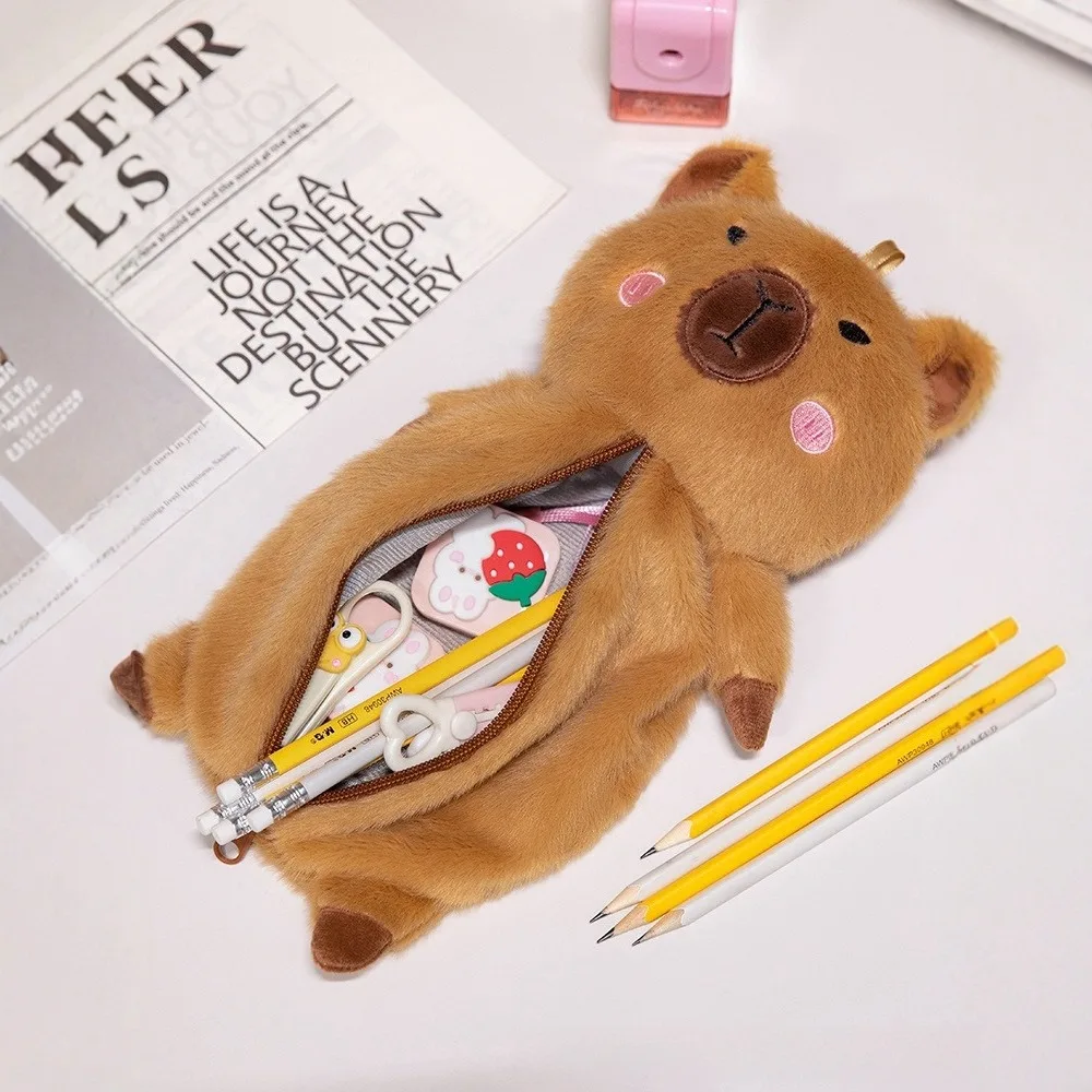 

Cat Plush Capybara Pen Bag Multi Functional Portable Kitty Stationery Bag Kawaii Large Capacity Cartoon panda Pencil Case