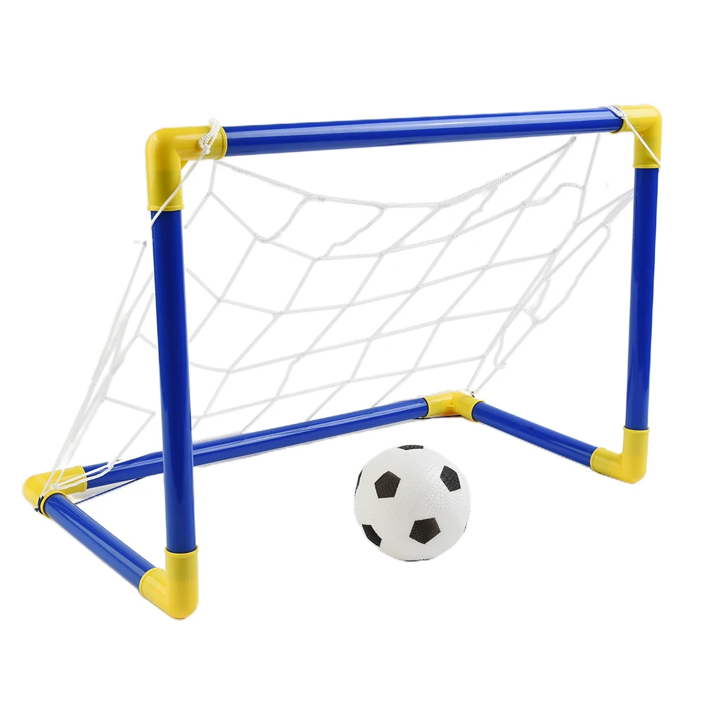 Set Jaring Tiang Gawang Sepak Bola Gerbang Sepak Bola Lipat Mini 44.7CM dengan Pompa Bola untuk Anak Kecil Aksesori Sepak Bola Dalam/Luar Ruangan