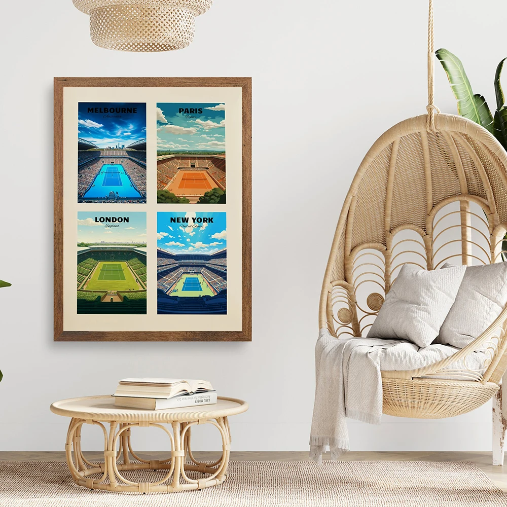 Tennis Grand Slam Tournaments Poster Tennis Tournaments Wall Art Tennis Courts Art Print Tennis Gift Tennis Wall Decor