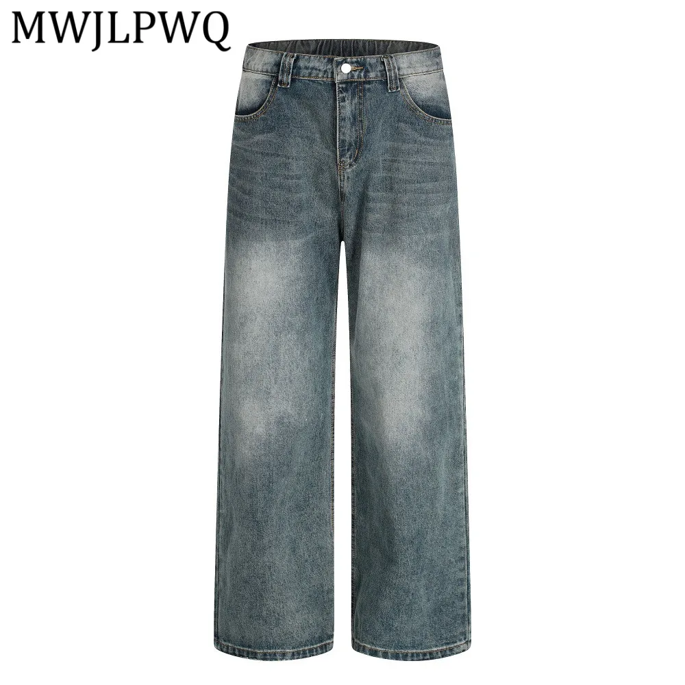 

MWJLPWQ Американские ретро-джинсы из выстиранного денима для мужчин, в стиле панк-стрит, базовые повседневные свободные прямые джинсы, новинка весны 2026, модель 13411