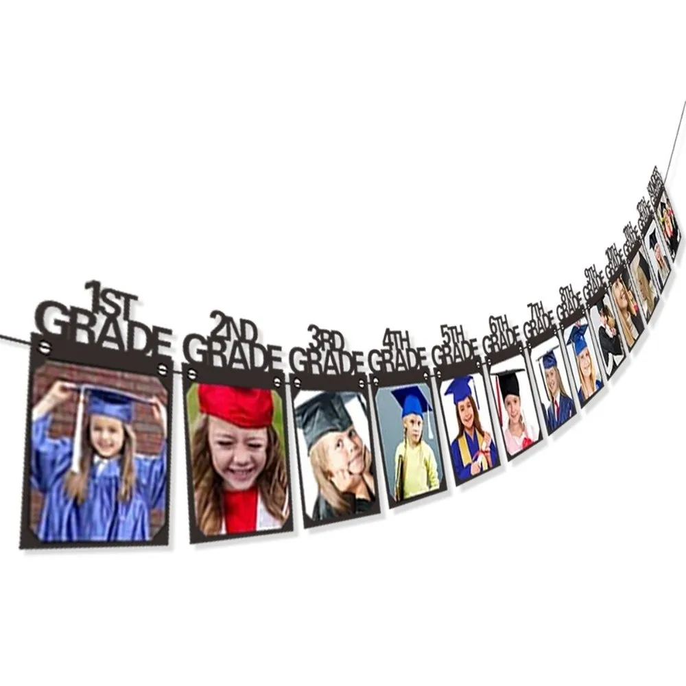12th Grade Graduation Photo Banner Celebrate Graduation Seaso Photo Frame Hanging Flag Paper Handmade Congrats Grad Banner