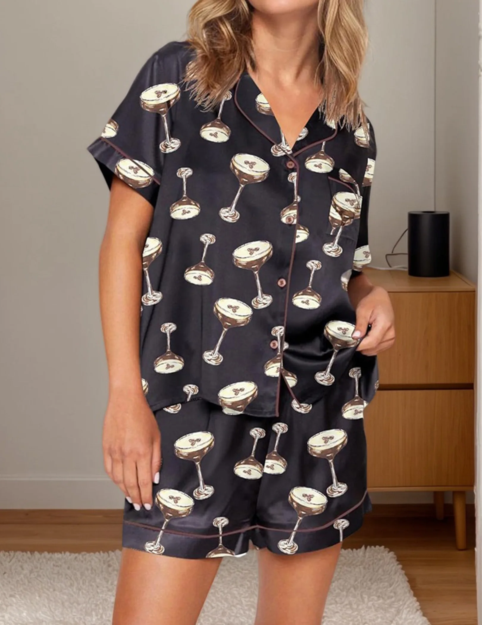

Womens 2 Piece Cowgirl Pajamas Soft Pj Lounge Sets Pjs Shorts Set (Black S)