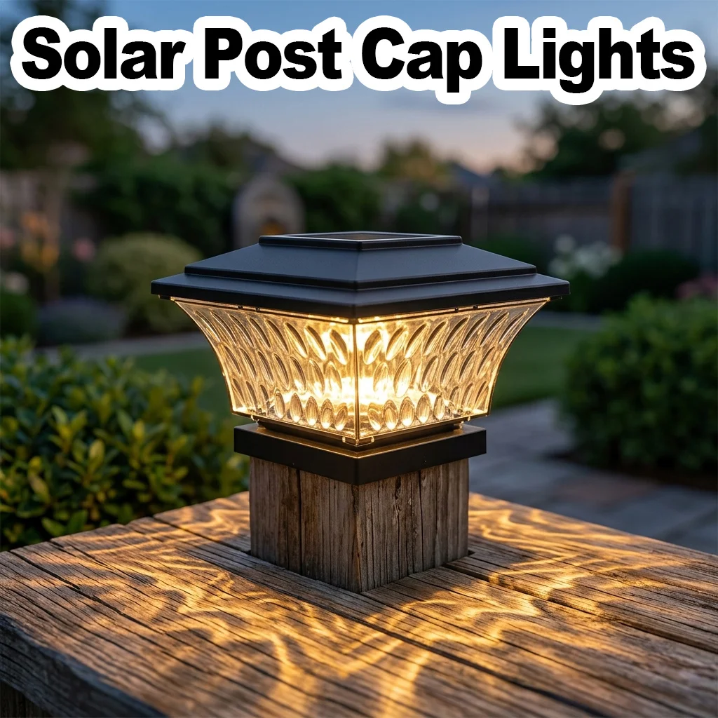 Solar Post Cap Lights Outdoor LED Waterproof Solar Powered Modern Landscape Garden Outdoor Courtyard Yard Pillar Lamp Wall Light