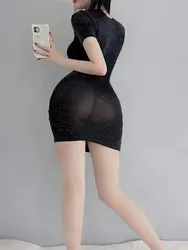 빈티지 스타일 섹시하고 우아한 반팔 이브닝 드레스 여성용, 슬림 바디 타이트, 여름 신제품 파티 바디콘 스타일