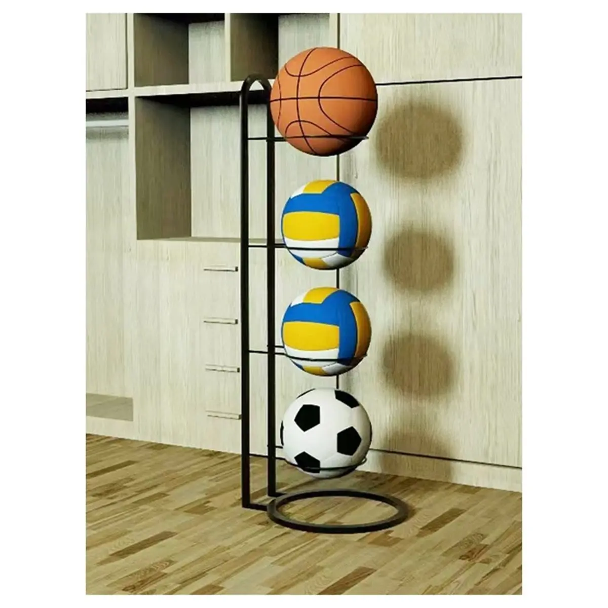 Oct Sale Eco-Friendly Metal Basketball Storage Rack - Space-Saving Organizer for Home Black