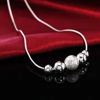 Hot fashion 925 Sterling Silver Classic Creative Round bead Pendant Necklace For Women Wedding party brands Jewelry Holiday gift