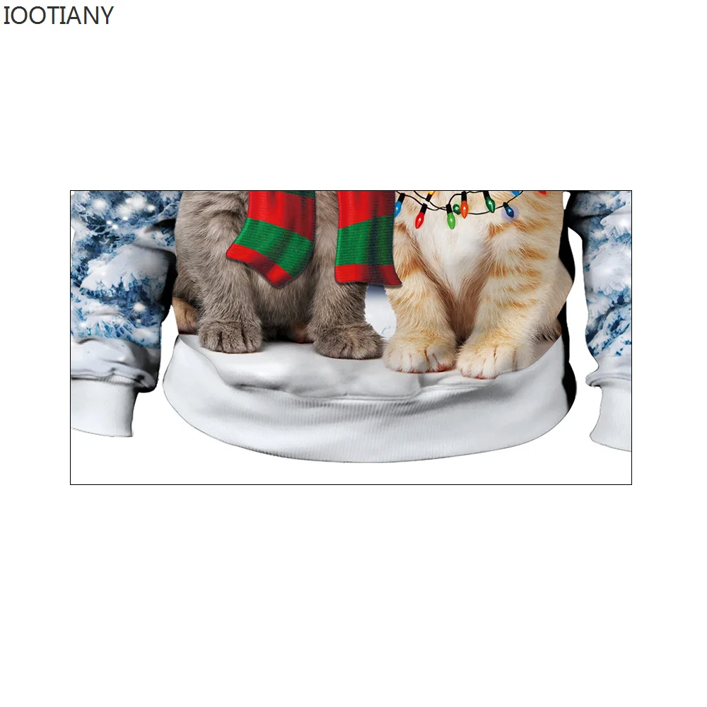 2023 autunno inverno girocollo coppia di natale felpa maglioni di natale Top Cute Kitten 3D divertente stampato Holiday Party felpa