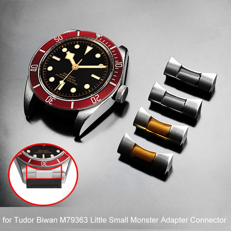 

20mm 21mm 22mm Rubber Strap Curved Stainless Steel Head End Link for Tudor Biwan M79363 Little Small Monster Adapter Connector