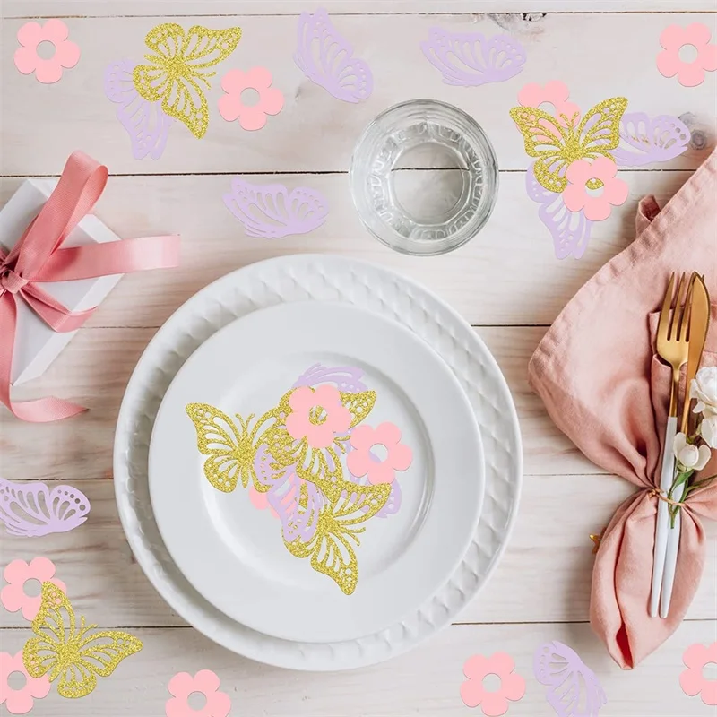 100PC farfalla coriandoli primavera estate fiore farfalla festa di compleanno matrimonio addio al nubilato decorazioni per Baby Shower