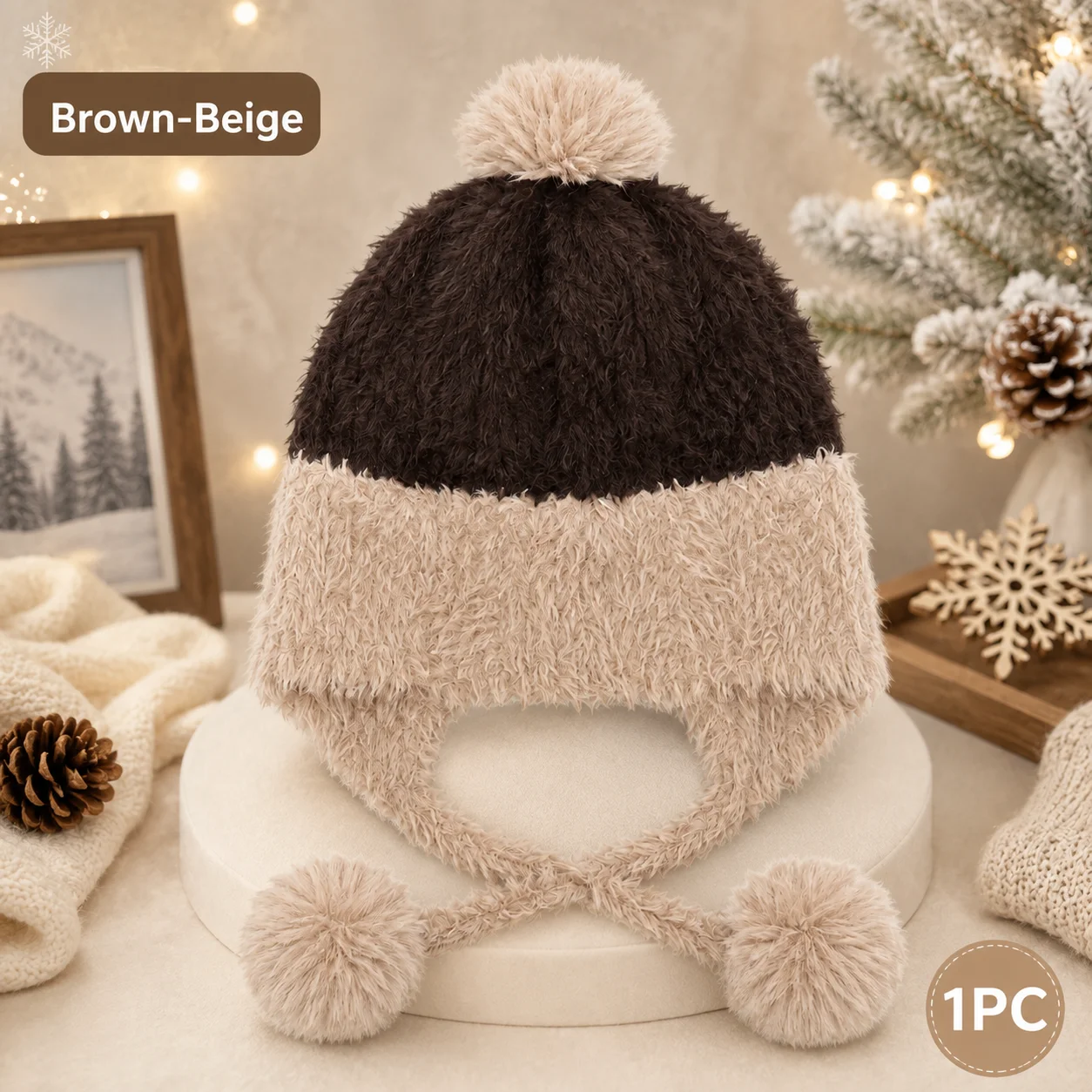 Winter Pom Pom Earflap Hat For Women MenPlush Trapper Beanie Cap With Tie Strings Cute Snow Hat With Ear Cover Cold Season