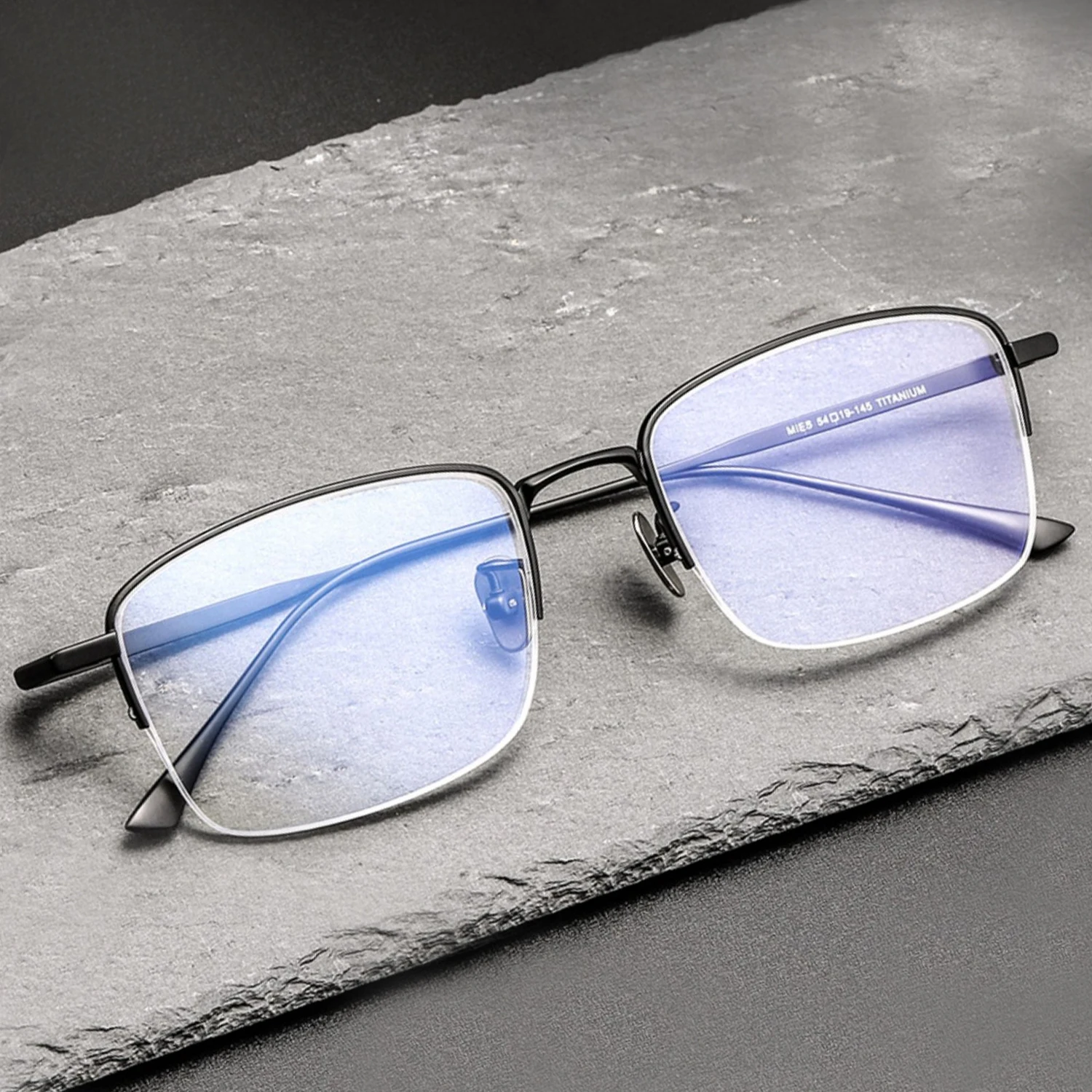 

Pure Titanium Business Semi Rimless Glasses Frame Men Square Half Frameless Optical Eyeglasses Women Myopia Prescription Eyewear