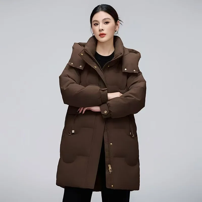 2026 New Thicken Down Cotton Jacket Women Winter Jacket Medium Long Hooded Coat Female Cotton Warm Parker Overcoat