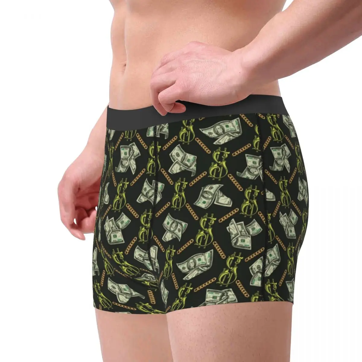 Novelty Boxer Vintage Dollars Bill Shorts Panties Briefs Men's Underwear Money Pattern Breathable Underpants for Homme Plus Size