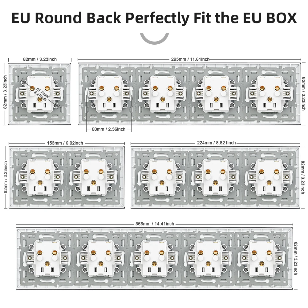 VISWE EU Electrical Socket and Switch, Usb wall socket TV RJ45 Module and plastic panel Free combination DIY round box