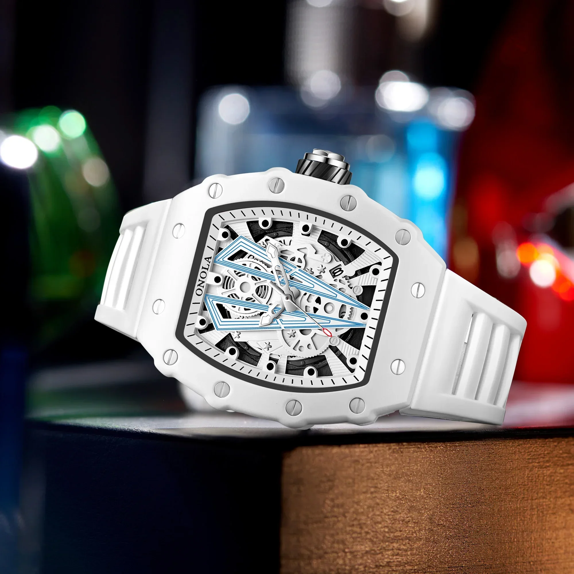 NEW High Quality Men's Watch Quartz ONOLA Fashion Clock Waterproof Silicone Tape Watch for Men - Image 6