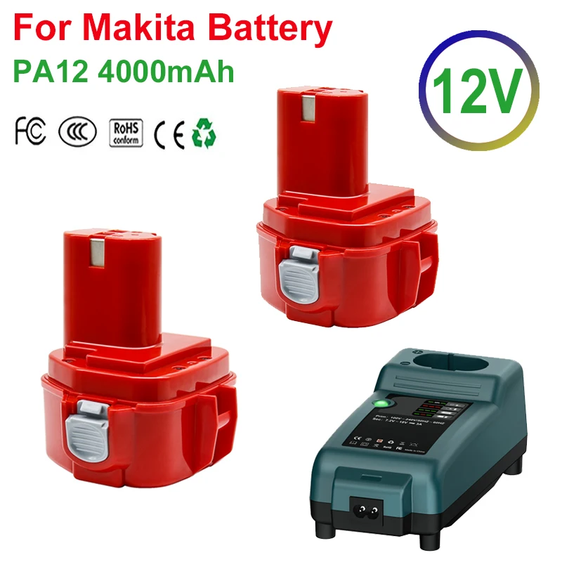 For Makita 12V Battery 4.0Ah PA12 Replacement Battery 1200 1220 1201 1233 1235 Drill Tools Bateria For Makita Battery Charger ﻿