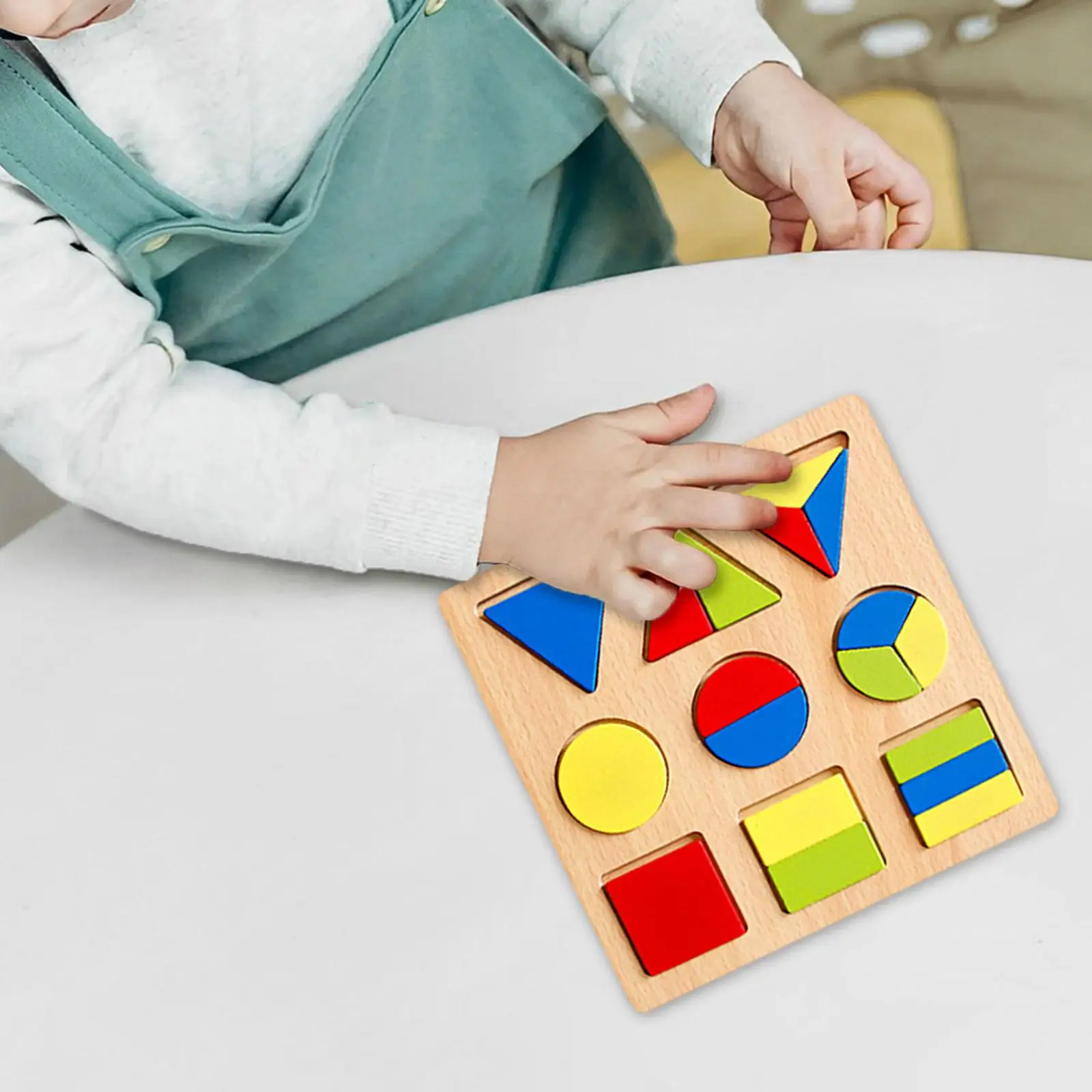 

Wooden Shape Color Sorting Toy Wooden Geometric Shapes Board for Preschool