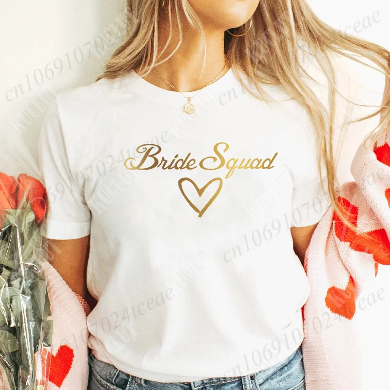 Bridal Shower Shirt for Women, Team Bride Squad Bachelorette Party Tops, Bridesmaid T-shirt, Wedding Fashion Clothes for Girls