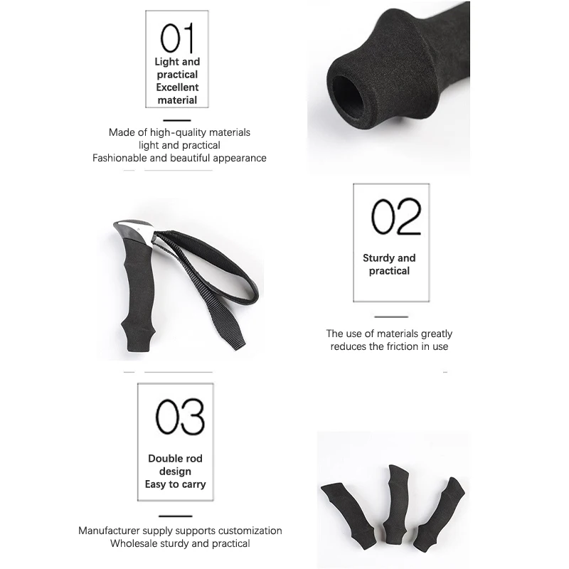 Trekking pole accessories cane tip lock buckle pole head handle accessories straight handle T-shaped wrist strap outer lock