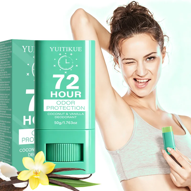 72 Hour Long Lasting Odor Protection Deodorant Stick 50g YUITIKUE Coconut Vanilla Invisible Underarm Fresh Daily Body Care