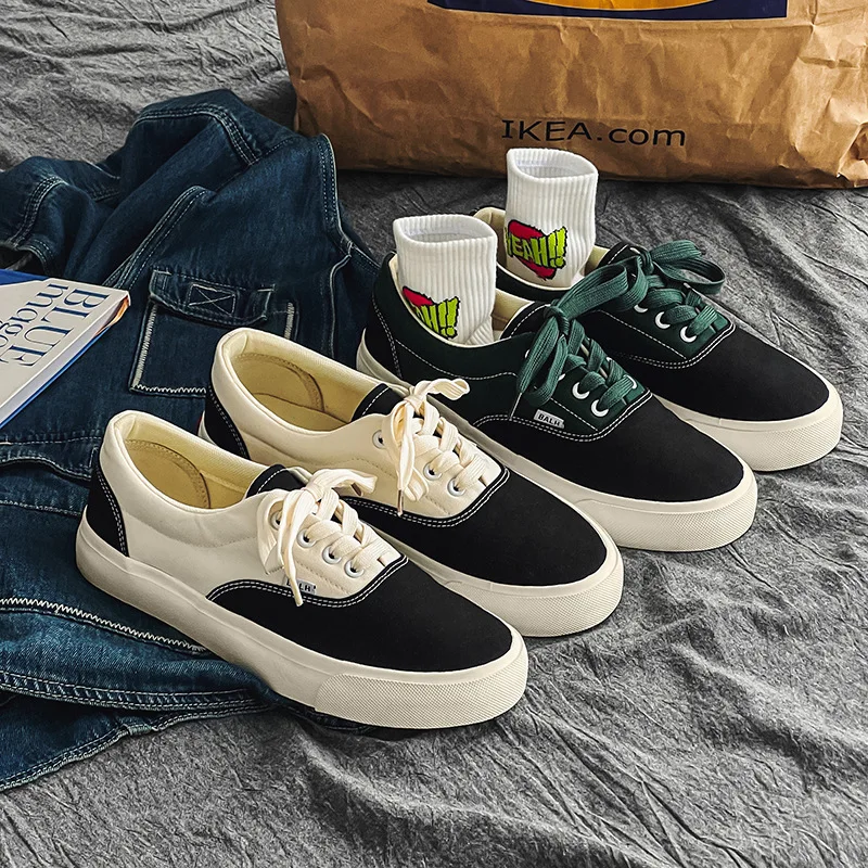 Casual shoes spring new bike black and white color blocked low top canvas shoes casual men's board shoes