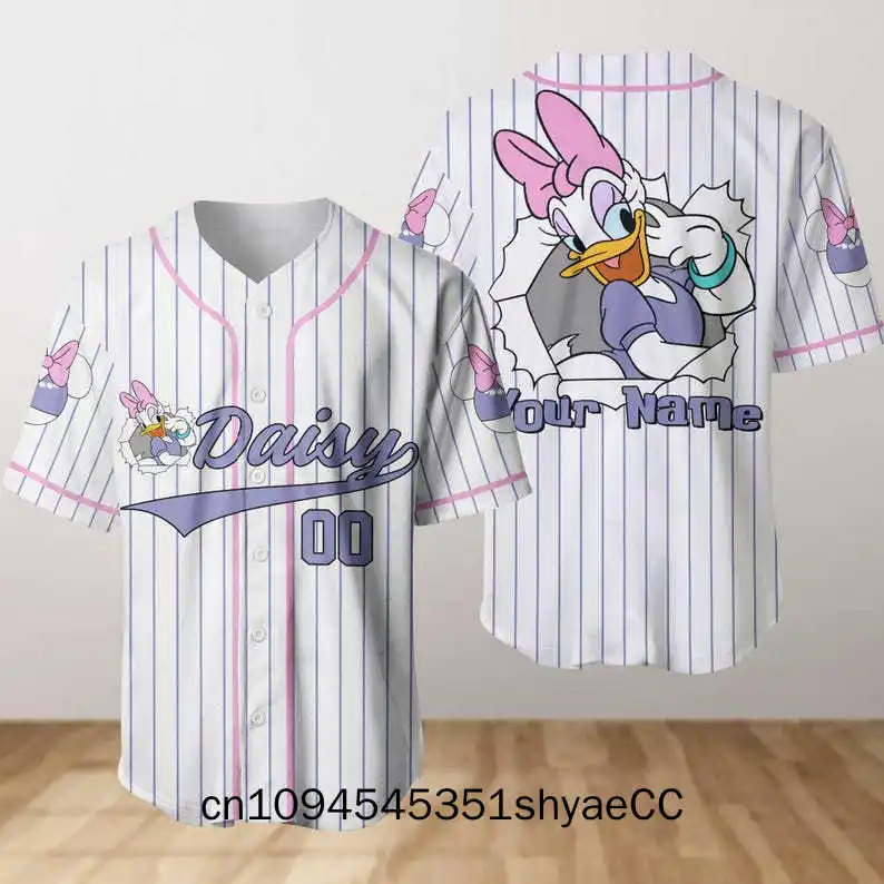 

Daisy Duck Baseball Jersey, Custom Name Number Baseball Shirt, Disney Movie Cartoon Jersey, Magic Kingdom, Disneyworld, Disneyla