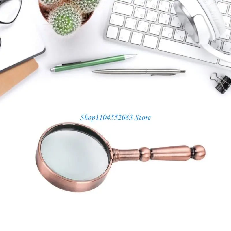 

Y6GD Vintage-style Magnifier Antique Metal Handle Magnifier Reading Glass
