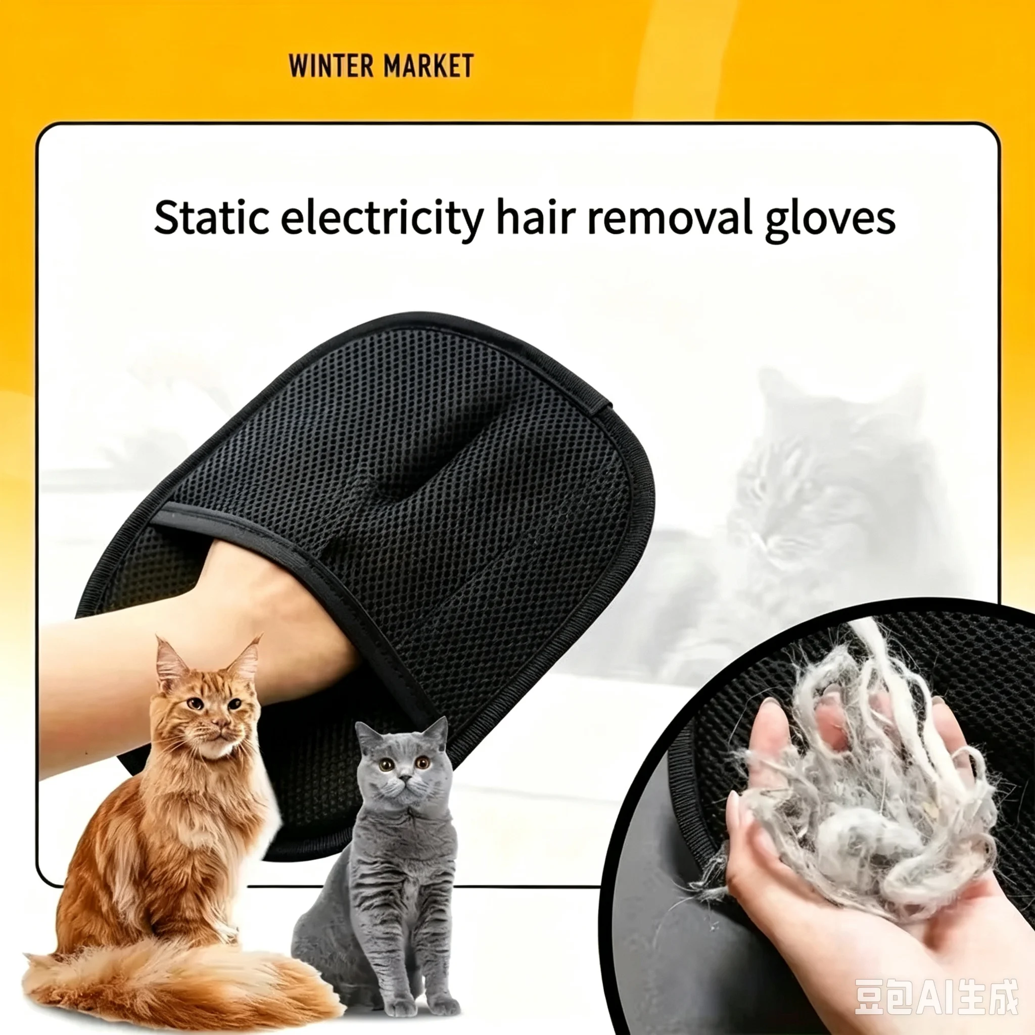 2 Pack Reusable Pet Hair Remover Glove, Static Lint Brush for Clothes Furniture Pet Hair Cleaning