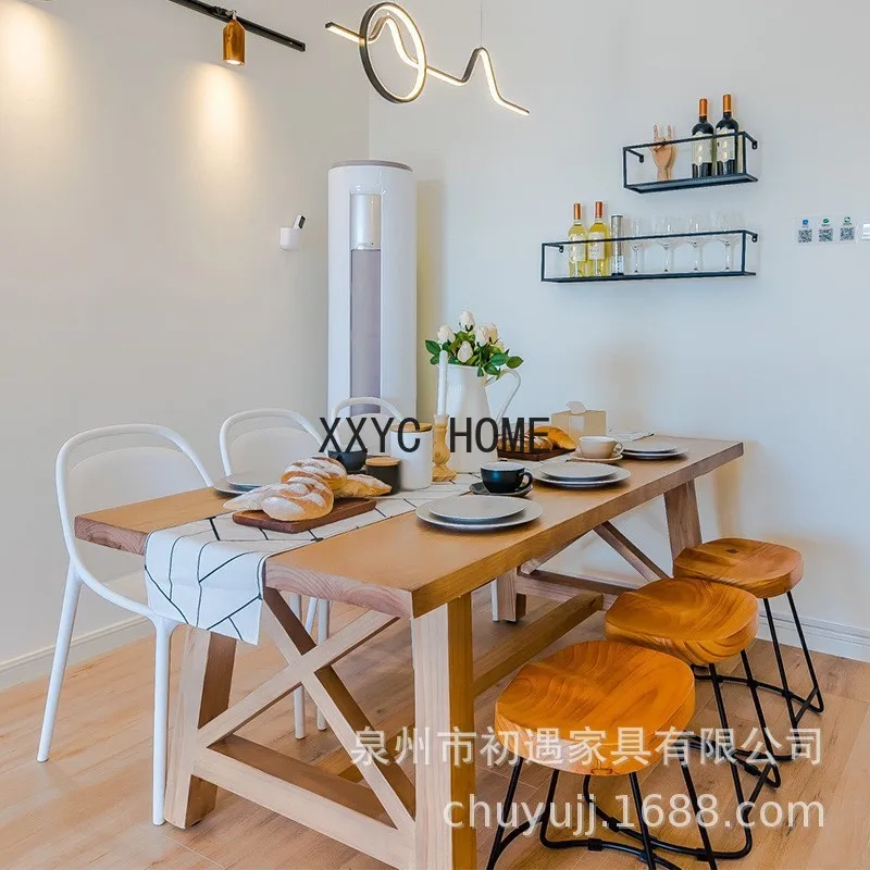 

Nordic solid wood dining table and chair combination