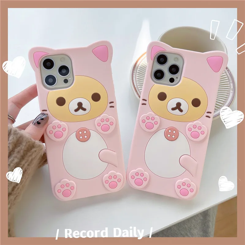 Cute Rilakkuma Bear For Honor 200 300 400 500 600 Lite Pro X6A X7C X8A X9B X8B X8C X9A X7A X7B Crossbody Rope Lanyard Phone Case view 4