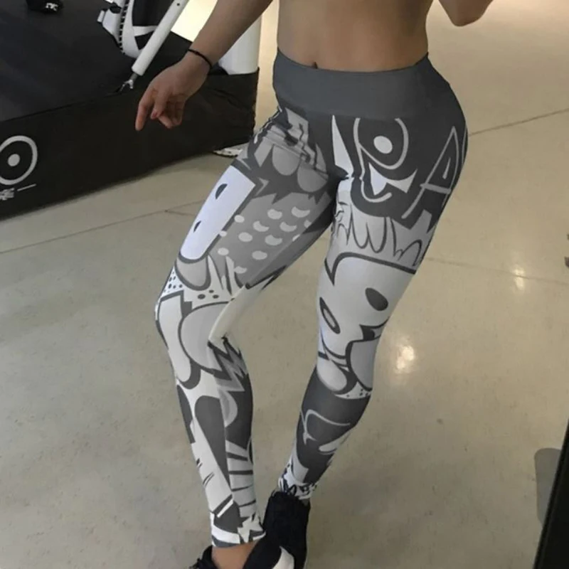 Nadruk bezszwowe legginsy kobiet miękkie spodnie treningowe stroje Fitness spodnie do jogi wysoki stan stroje gimnastyczne leginsy z lycry Spandex